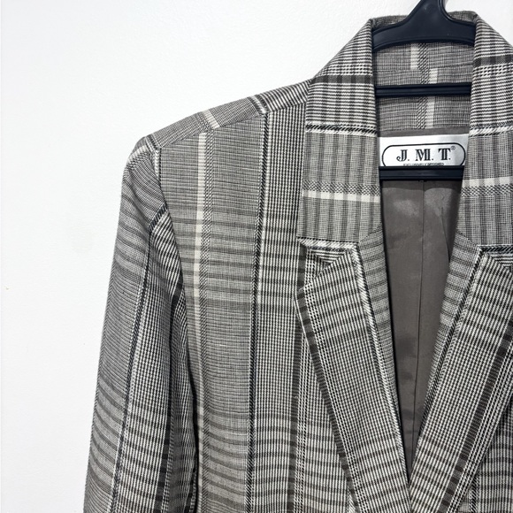 Vintage wool blend brown plaid blazer - Picture 4 of 7